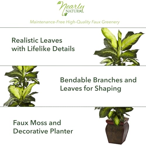 Artificial Golden Dieffenbachia Plant with Decorative Pot - 45 Inches Tall