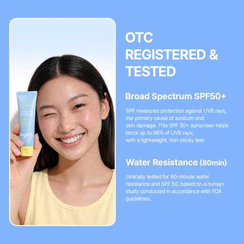 BeginS Hyaluronic Acid Aqua SPF 50+ Sunscreen - Lightweight, Hydrating & No White Cast