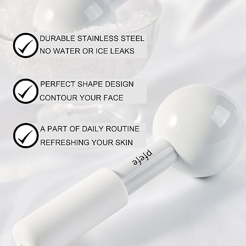 pfefe Ice Globes for Face & Eyes - White Gloss Stainless Steel Cryo Sticks for Puffiness & Wrinkles
