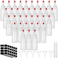 Lounsweer 36 Pcs 2 oz Plastic Squeeze Bottles small squeeze bottles with Dust Caps Include Label Pen and Funnels for Sauces Syrups Condiments Crafts Paint Glue and More (Classic)