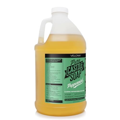 velona Pure Castile Soap - 64 Fl oz | Mild & Gentle | Face, Hand, Hair, Body Wash, Laundry | Peppermint Essential Oil