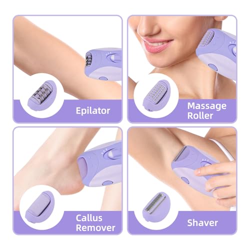 KEMEI KM-6037 4-in-1 Epilator for Face, Legs, Arms (Purple) – Head Replacement, USB Rechargeable