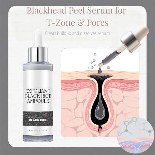 Rice Exfoliant Ampoule Duo - Gentle Black & White Rice Peel Shot | Dead Skin Remover + Blackhead Peel + Pore Minimizer | BHA Salicylic Acid Face Body Multi-Use Serum All Skin Types (200ml)