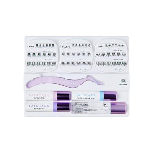 FALSCARA Falscara Lash Extension Kit - Delicate Black, 54 Stackable Wisps, Water-Resistant, 8-12mm