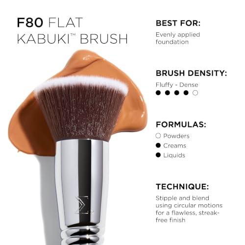 Silica Beauty F80 Flat Kabuki Makeup Brush for Liquid and Cream Foundation - Precise Blending