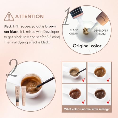 Libeauty Eyelash & Eyebrow Color Kit - Professional Black Lash Color with Detailed Step-by-Step Instructions - DIY Salon Results at Home, Includes Full Tools, 8ml