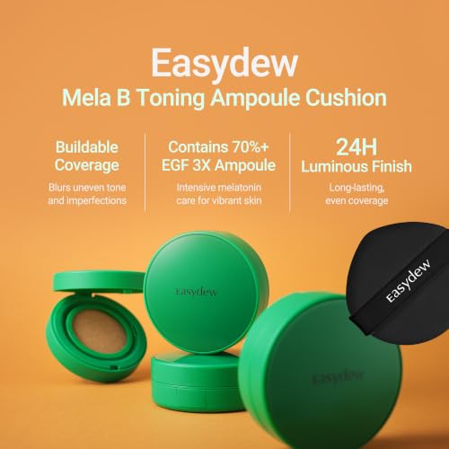Easydew Mela B Toning Ampoule Cushion Foundation #21 Beige - Dark Spot Concealer & Hydrating SPF