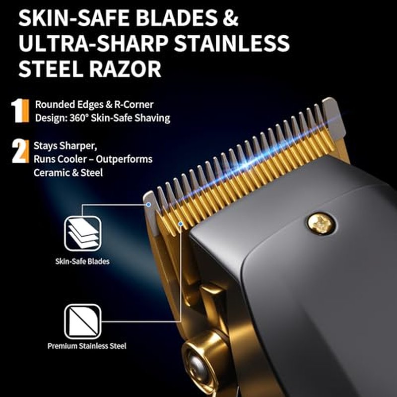 Hair Clippers for Men, Cordless Hair Trimmer Set with 8 Color-Coded Guard, Clippers for Hair Cutting, Beard Trimmer, Barber Accessories for Face, Neck & Manscaping, Ideal Gift, 15Pcs