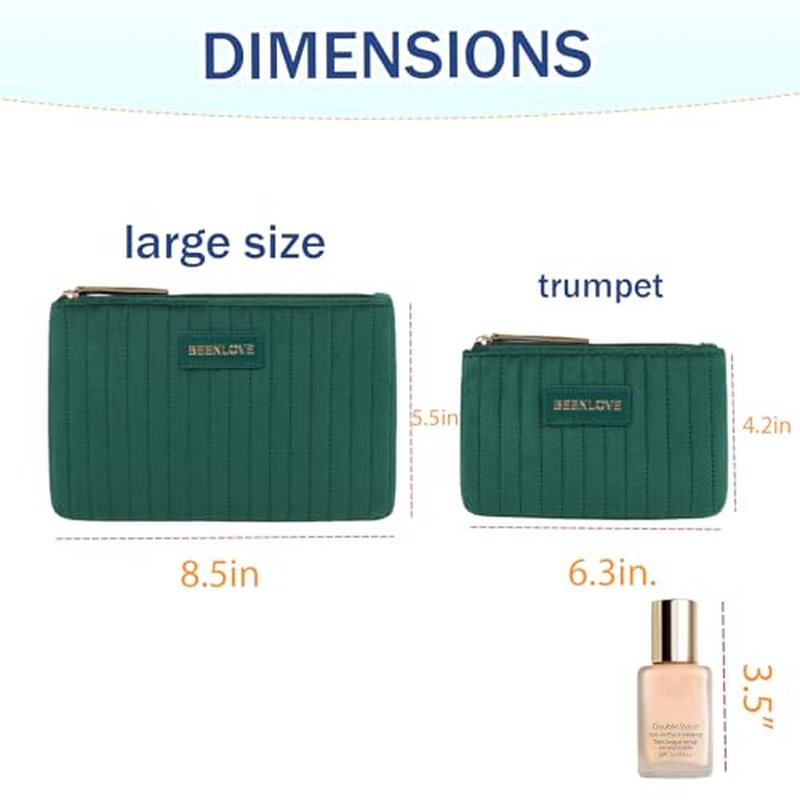 2 Pcs Small Makeup Bag Soft Velvet Cosmetic Bag Aesthetic Preppy Travel Toiletry Organizer Storage Pouch Perfect Valentine Gift for Women£¨Green£©