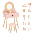 OOOK Toddler Vanity Set with 11 Accessories - Kids Dressing Table & Chair, Play & Learning Toy