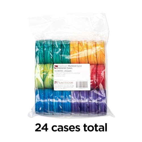 Practicon Marble Retainer Cases with Labels - Assorted Colors, 24 Pack