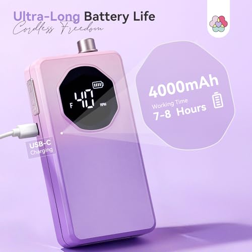 SAVILAND 2026 Nail Drill Professional: 40000RPM Electric Nail Drill 30S Fast Removal for Acrylic Nails Low Noise Electric Nail File Long-Lasting Manicure Pedicure Mobile Tech & Salon (Gradient Purple)