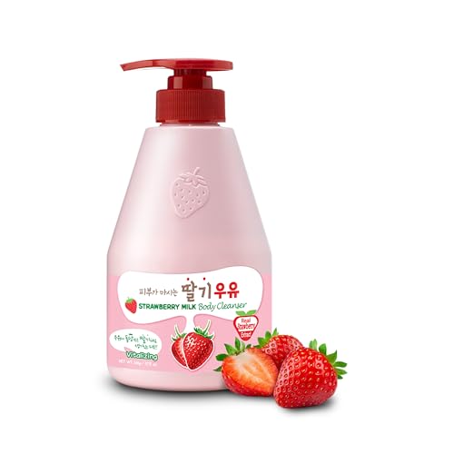 WELCOS Kwailnara Strawberry Milk Body Lotion & Body Wash Set ? Moisturizing & Revitalizing Korean Skincare Bundle with Strawberry Extract, 560g / 19.75oz Each