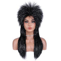Rocking Wig for Women - Black Silver Punk Mullets with Adjustable Cap