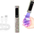 Crystal Rhinestone UV Nail Lamp, Artificial Bling Handheld UV Light for Nails, Portable Mini Nail Light with 2 Timer and LED Display, Rechargeable USB Nail Dryer for Fast Curing Gel Polish