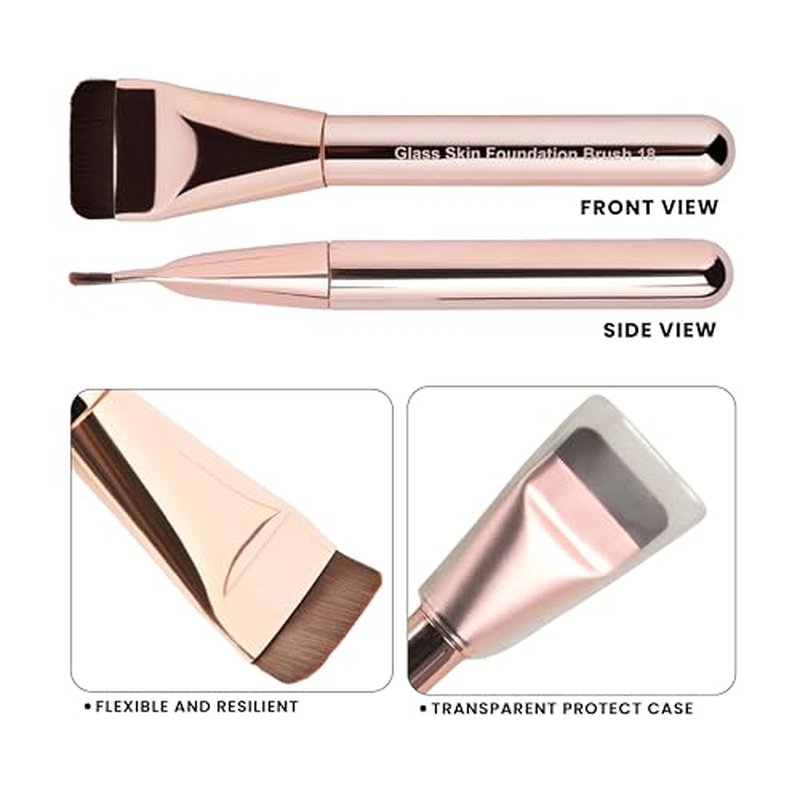 Milagro Beauty Premium Glass Skin Foundation Flat Brush for Liquid Makeup, Spatula Makeup Brush for blending liquid foundation and Cream, Densely Packed Bristles