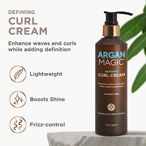 Argan Magic Curl Defining Cream & Hair Oil Set for Frizz Control & Shine