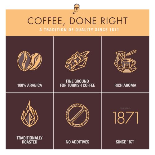 Turkish Coffee Medium Roast 17.6 oz Pack of 3 - Authentic Arabica, Finely Ground, Traditional Flavor