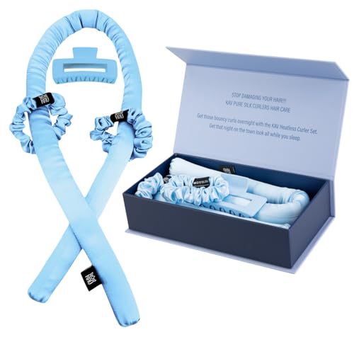 Heatless Curling Rod Set with Mulberry Silk - Blue Variation