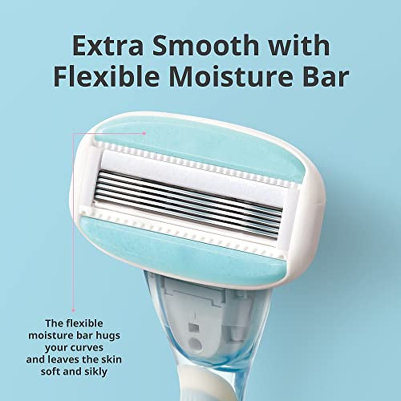 DORCO EVE5 Razor for Women, 1 Razor Handle and 4 Long-Lasting Blade Refills