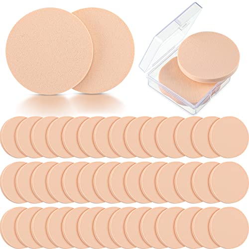 100 Pcs Round Makeup Sponges with Case - Soft Reusable Powder Puffs