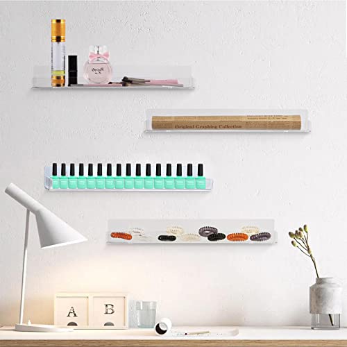 trophable 8 Pack Nail Polish Rack Wall Mounted Shelf with Removable Anti-Slip End Inserts, Clear Acrylic Nail Polish Organizer Wall Rack Display 128 Bottles¡¦
