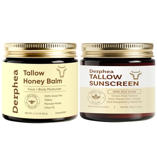 Tallow Honey Balm & Sunscreen Set for Mature Skin – Natural Organic Moisturizer with Zinc Oxide – Variations of THIS Listing