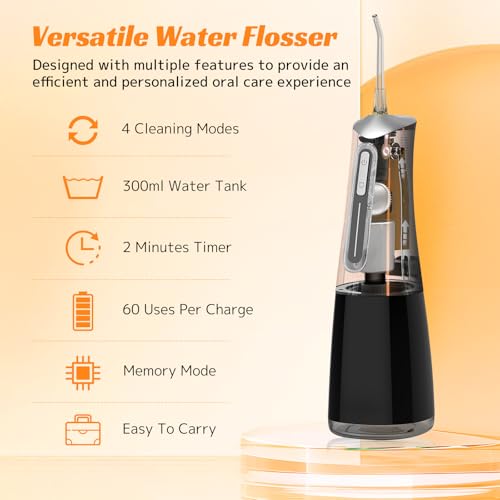 Cordless Water Dental Flosser for Teeth - Deep Cleaning & Gum Care, Black - Variation of THIS listing