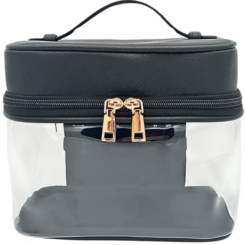JAZD Clear Makeup Bag Toiletry Organizer Large Capacity Travel Cosmetic Case - Black