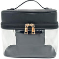 JAZD Clear Makeup Bag Toiletry Organizer Large Capacity Travel Cosmetic Case - Black