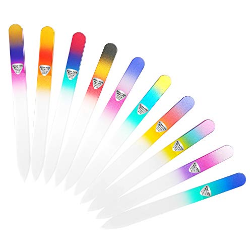 Crystal Glass Nail File Set - 10 Pc Premium Manicure Tools for Natural Nails