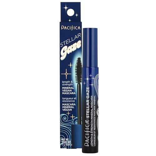 Pacifica Stellar Gaze Mascara (Supernova Black, Glass Vial) ? Length & Strength Formula with Coconut & Vitamin B, Sustainable Packaging, Vegan