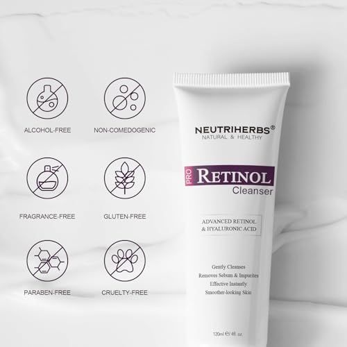 Neutriherbs PRO Retinol Face Wash, Daily Facial Cleanser for Anti-Aging, Nourishing, & Moisturizing with Amino Acid Foam, Hyaluronic Acid, and Vitamin E ? 4 fl. oz.