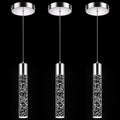 Nickel Cylindrical Pendant Lights Kitchen Island 3 Pack - Modern Crystal Bubble Ceiling Fixtures with Integrated LED