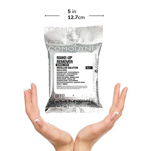 COMODYNES Makeup Remover Wipes Normal Skin 20 Units - Micellar Water - Helps Leave The Skin Of The Face Clean