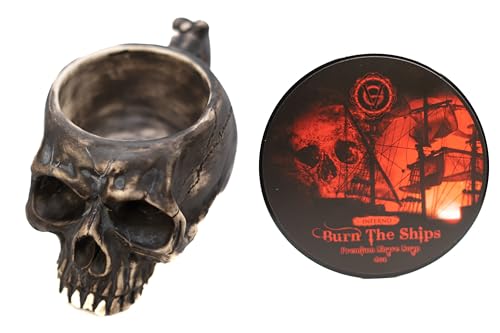 Men's Shaving Kit with Skull Lather Bowl and Natural Shaving Cream