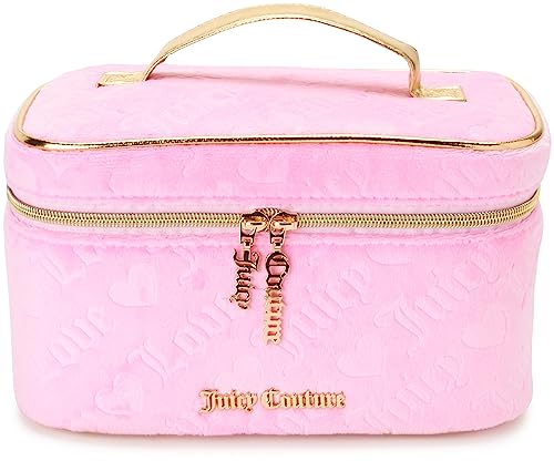 Pink Velour Makeup Train Case - Juicy Couture Heart Logo Travel Bag