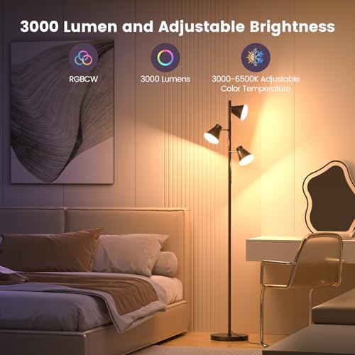RGB 36W LED Tree Floor Lamp with Remote for Living Room Bedroom