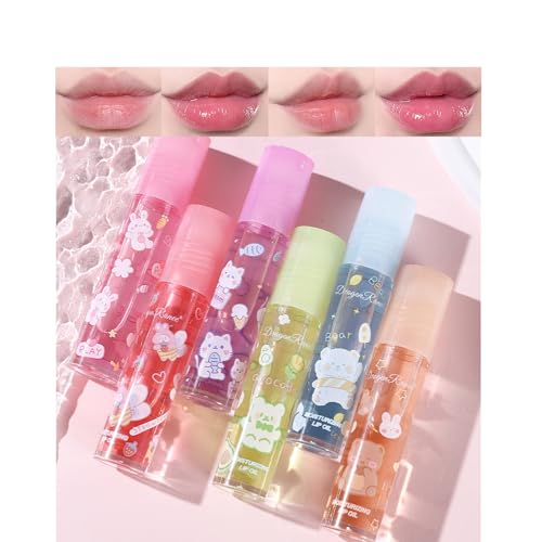 6pcs Roll On Lip Gloss Set, Fruit Flavored Lip Gloss Set Glossy Lip Make-up for Women Non Toxic, Party Gift, Best Friends