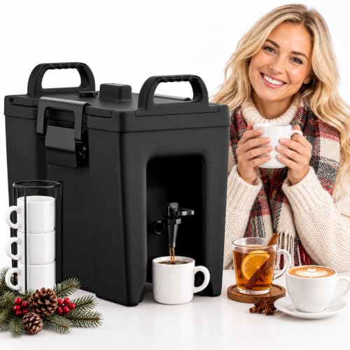 Black 2.5 Gallon Insulated Beverage Dispenser Thermal Drink Server