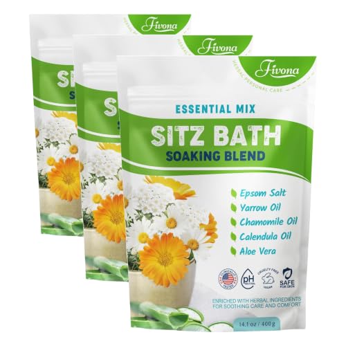 FIVONA Natural Sitz Bath Salt Pack of 3 - Postpartum & Hemorrhoid Relief, 14.1 oz each