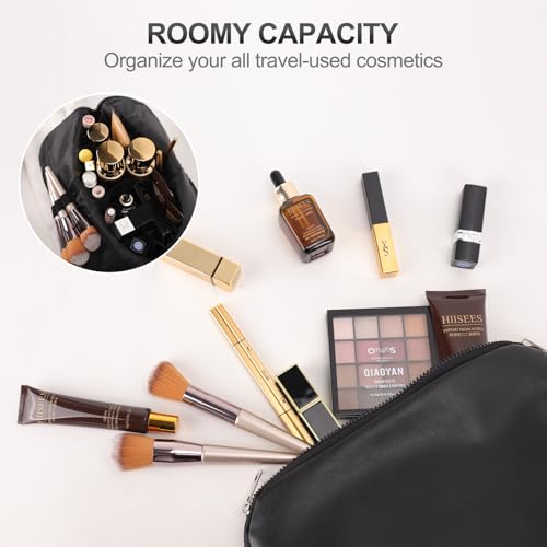 dadop Travel Makeup & Toiletry Bag, Large Waterproof Cosmetic Bag Organizer With 28 Pocket & Adjustable Compartments & 4 Brush Holders