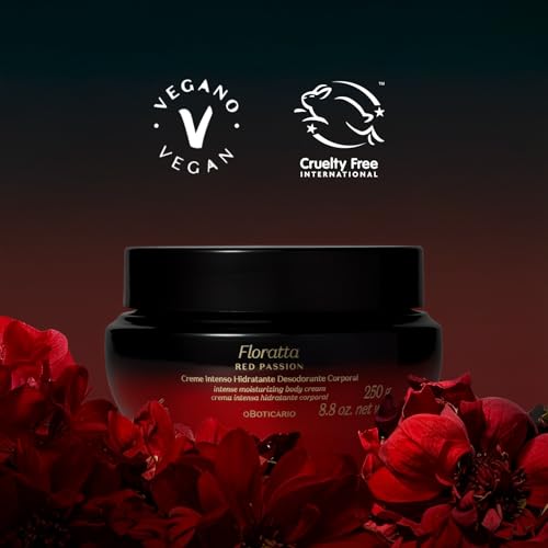 O BOTICARIO Floratta Red Passion Body Cream, Luxurious Hydration with Bold Floral & Amber Fragrance, Fast-Absorbing Moisturizer, 8.8 Ounce (250g)