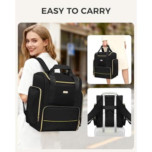 Large Travel Makeup Bag with 2 Removable Case, Dual-Shoulder Multi-Functional Cosmetic Bag,Double Layer Big Capacity, Portable Toiletry and Skincare Storage Pouch Black