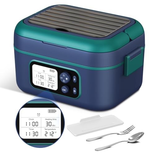 EDCREATY Blue Cordless Electric Heated Lunch Box 1.5L Self-Heating Food Warmer