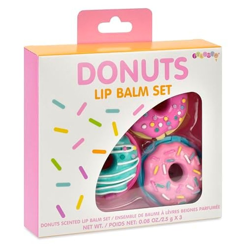 iscream Sprinkle Donuts Shaped Watermelon, Strawberry & Vanilla Scent Lip Balm Trio