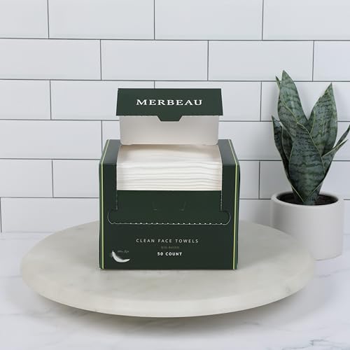 Clean Facial Towels for Sensitive Skin, 100% USDA Biobased Face Towels, 50 Count, Ultra Soft, Makeup Remover Dry Wipes, Viscose