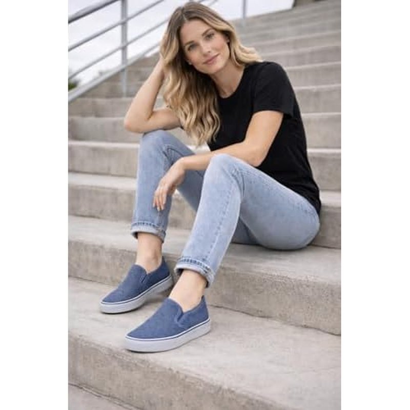Emma Shoes Low-Top Slip Ons Women's Fashion Sneakers Casual Canvas Sneakers for Women Comfortable Flats Breathable Padded Insole Slip on Sneakers Women Low Slip on Shoes