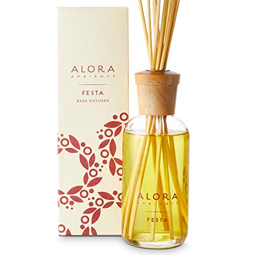 Holiday Reed Diffuser with Cinnamon & Orange Scent - 8 oz Long-Lasting Home Fragrance