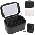 Travel Makeup Bag with LED Mirror - Detachable Brush Storage, Black 001